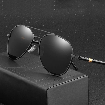 Men's Fashionable Polarized Photochromic Sunglasses - Day-Night Use Metal Frog Frame for Drivers
